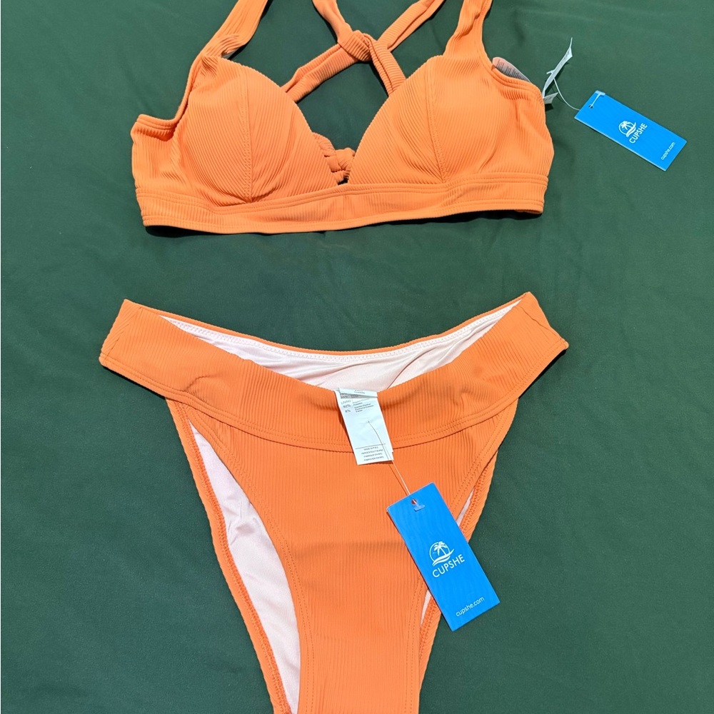 Cupshe Vibrant Orange Bikini Set